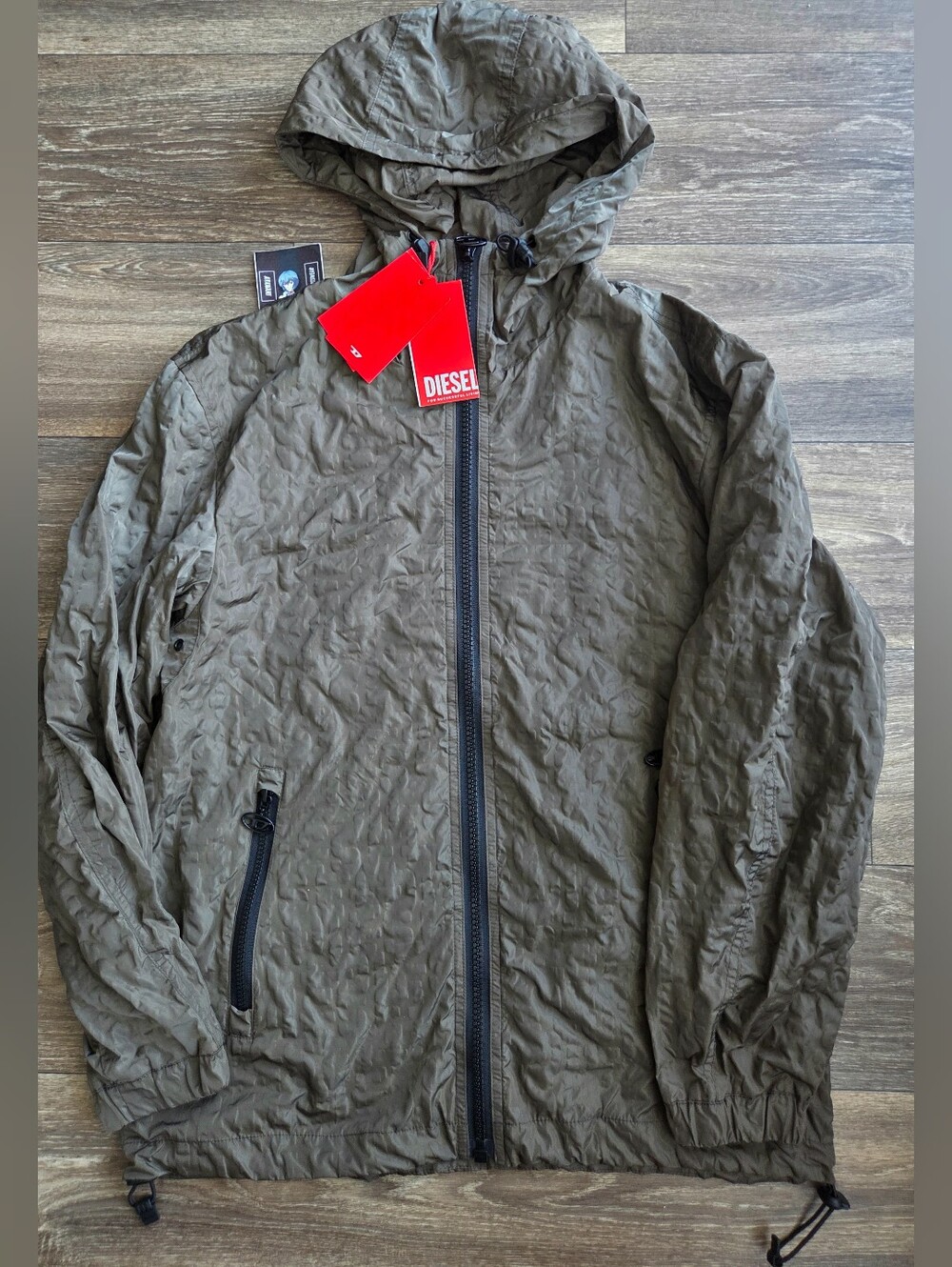 DieselJ-Warrett Tactile Monogram Nylon Windbreaker Jacket Mens Size 44 / XL